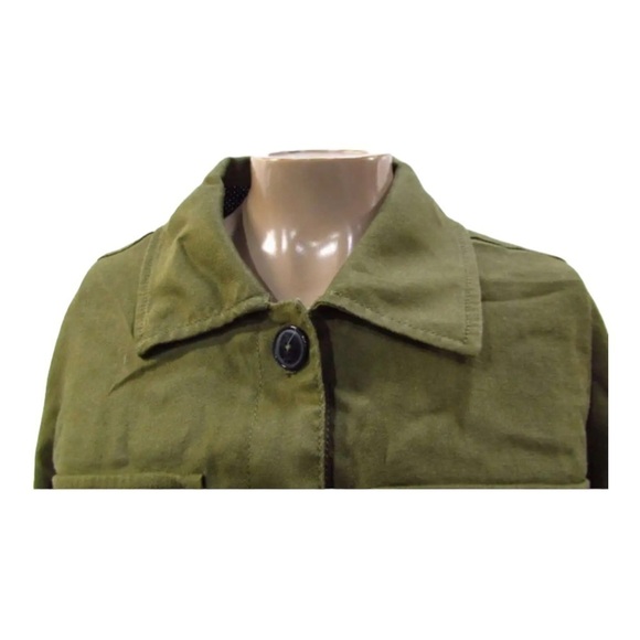 NWT MAEVE Anthropologie Flounced Utility Shirt Jacket Olive Green Medium - Picture 10 of 15